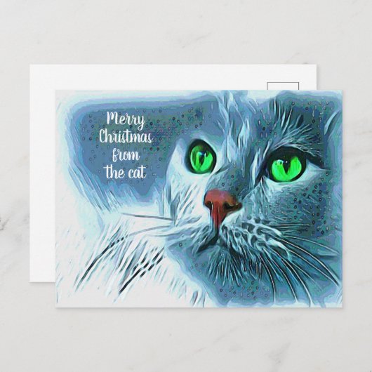 ネコアートからの美しいメリークリスマス ポストカード (正面/裏面)