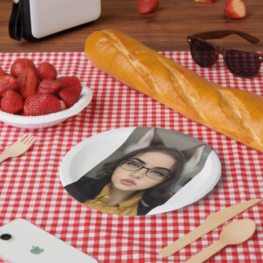 ネコウルフガールプレート ペーパープレート (ピクニック)