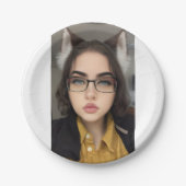 ネコウルフガールプレート ペーパープレート (正面)