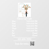 ネコカフェ コーヒーショップ営業時間 ウィンドウサイン (シート)