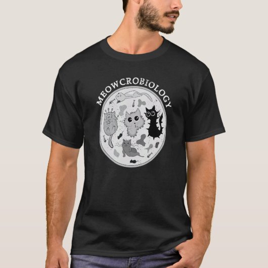 ネコクロビオロジー ネコ 苦しそう バクテリア 微生物学 Tシャツ (正面)