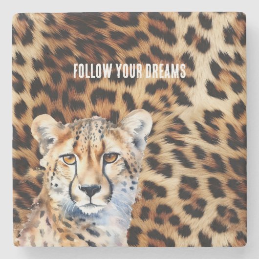 ネコクールチータLeopardプリント ストーンコースター (正面)