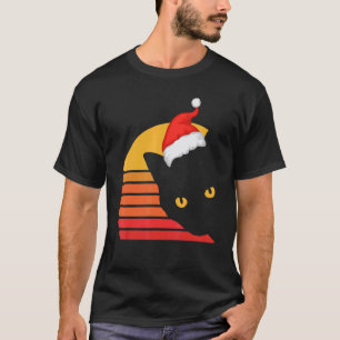 ネコサンタクリスマスレトロキトゥン子猫ペットXmas P Tシャツ
