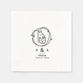 ネコシンプルドモダン結婚ナプキン スタンダードカクテルナプキン (正面)