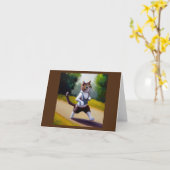 ネコジョギング カード (黄色い花)