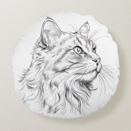 ネコスケッチ ラウンドクッション