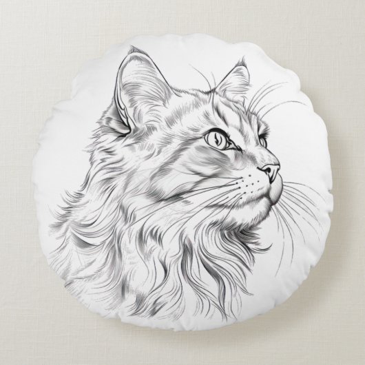 ネコスケッチ ラウンドクッション (正面)