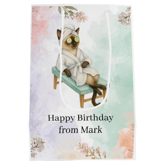 ネコスパパーティーシャム猫好き ミディアムペーパーバッグ (裏面)