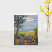 ネコノートカードを持つ柵の柱に カード (黄色い花)