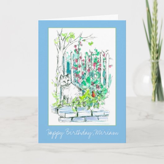 ネコハッピーバースデーガーデンフラワーズ カード (正面)