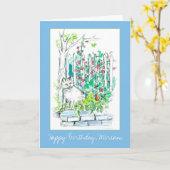 ネコハッピーバースデーガーデンフラワーズ カード (黄色い花)