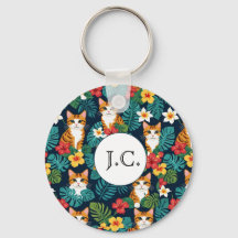 ネコハワイアンシャツスタイル柄トロピカルジンジャー