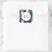 ネコハワイアンシャツスタイル柄トロピカルジンジャー スクエアシール (バッグ)