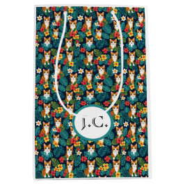 ネコハワイアンシャツスタイル柄トロピカルジンジャー ミディアムペーパーバッグ