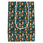 ネコハワイアンシャツスタイル柄トロピカルジンジャー ミディアムペーパーバッグ (裏面)