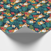 ネコハワイアンシャツスタイル柄トロピカルジンジャー ラッピングペーパー (角)