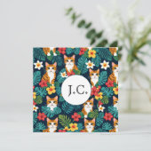 ネコハワイアンシャツスタイル柄トロピカルジンジャー 招待状 (スタンド正面)