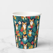 ネコハワイアンシャツスタイル柄トロピカルジンジャー 紙コップ (裏面)