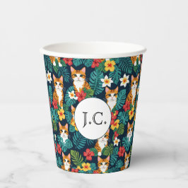 ネコハワイアンシャツスタイル柄トロピカルジンジャー 紙コップ