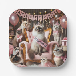 ネコバチェロレッテインピンクテーマ ペーパープレート