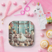 ネコバチェロレッテインピンクテーマ ペーパープレート (パーティー)