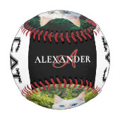 ネコパパ 父の日のペット写真 モノグラム入り 野球ボール (裏面)