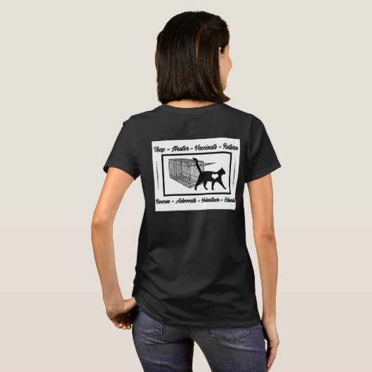 ネコパーソナライズされたレスキュー用ロゴ猫トラップTNR Tシャツ (裏面フル)