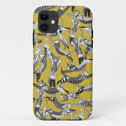 ネコパーティー黄色系 Case-Mate iPhoneケース (裏面)