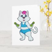 ネコフィットネスダンベル カード (黄色い花)