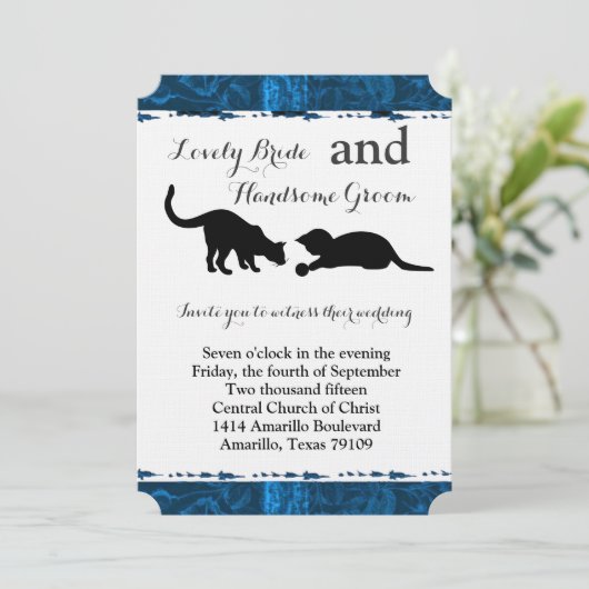 ネコブよくはしゃぐルーモダン結婚式招待状 招待状 (スタンド正面)