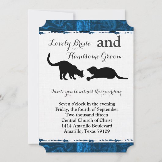 ネコブよくはしゃぐルーモダン結婚式招待状 招待状 (正面)