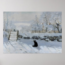 ネコプリントモネサンセットオンザセーヌおもしろいー ポスター