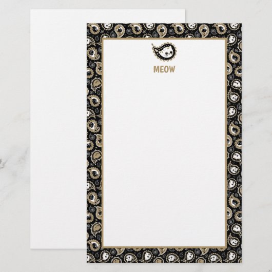 ネコペイズリー 便箋 (正面/裏面)