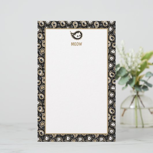 ネコペイズリー 便箋 (スタンド正面)