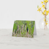 ネコヤナギのメッセージカードの赤飛んだクロドリ カード (黄色い花)