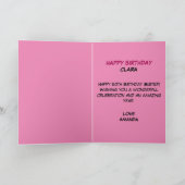 ネコユおもしろいーモアジョークピンクシスター50誕生日 カード (内部)