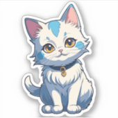 ネコ付き白猫チャーム シール (正面)