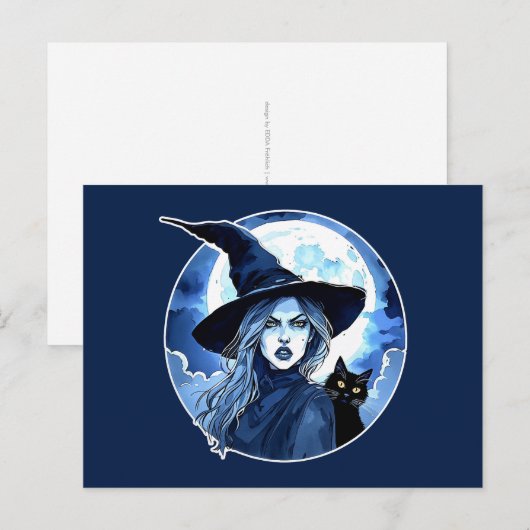 ネコ付き魔女 – Wicca Halloween 2 ポストカード (正面/裏面)