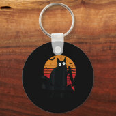 ネコ何おもしろいと黒猫の殺意のナイフ キーホルダー (正面)