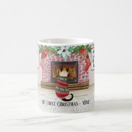 ネコ初めてのクリスマス パーソナライズされた コーヒーマグカップ
