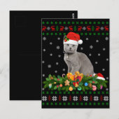 ネコ動物愛好家サンタハット醜ロシアのい青ネコ ポストカード (正面/裏面)