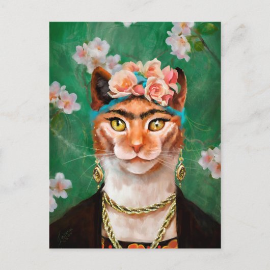 ネコ型フリダの花 ポストカード (正面)