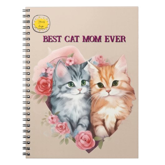 ネコ好きなママの写真 オレンジ ノートブック (正面)