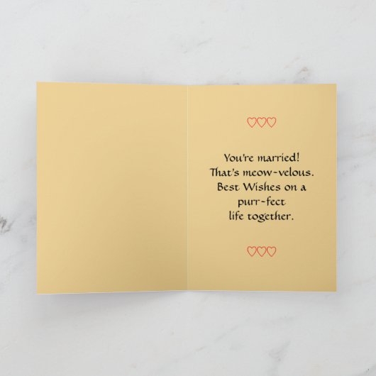 ネコ好きのためのウェディングおめでとうカード カード (内部)