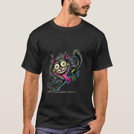 ネコ好きのためのコミック風デザイン Tシャツ (正面)