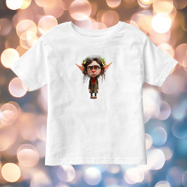 ネコ好きの女性のクリスマスエルフ幼児用Tシャツ トドラーTシャツ