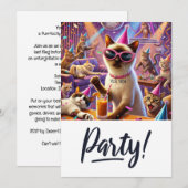 ネコ好きの花嫁の最後の独身パーティー 招待状 (正面/裏面)