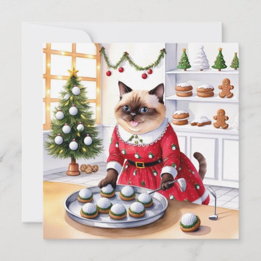 ネコ好きゴルファーのためのゴルフクリスマス シーズンカード (正面)