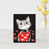 ネコ好きハートガール キッテン バレンタインデー 女性 カード (黄色い花)