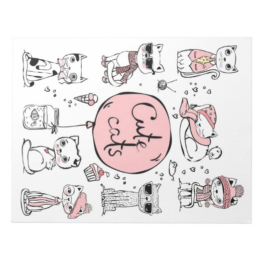 ネコ好き かわいいネコたち ノートパッド (正面)